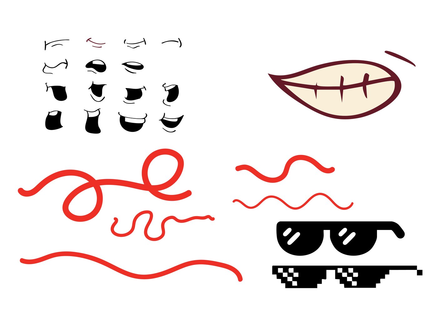 Digital expression and prop sketches for the Fry Shack character